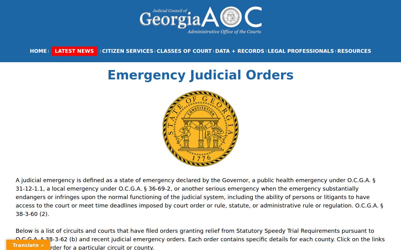 Harris County court calendar Georgia emergency orders