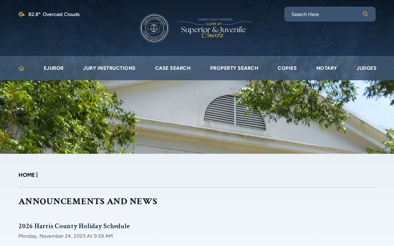 Harris County court calendar clerk announcements