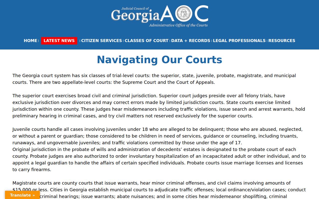 Georgia Courts guide used to route a Harris County court docket