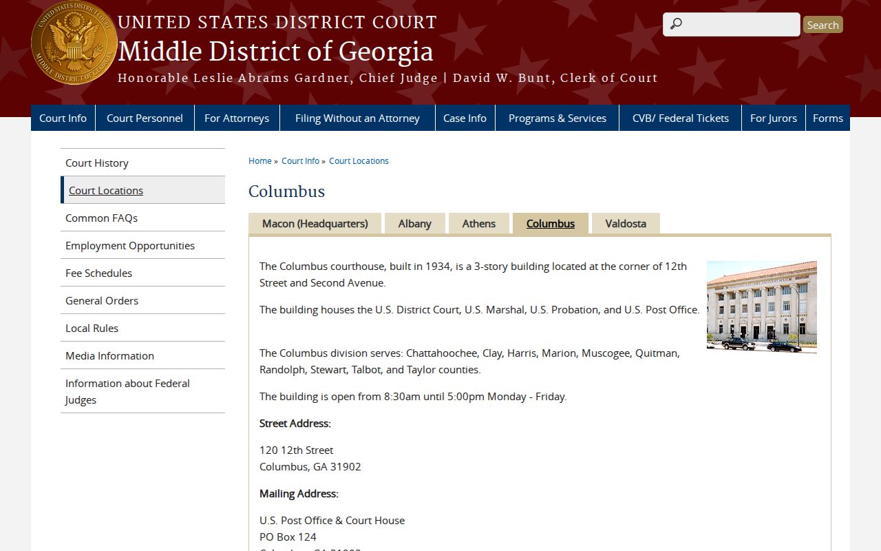 Middle District of Georgia Columbus courthouse page