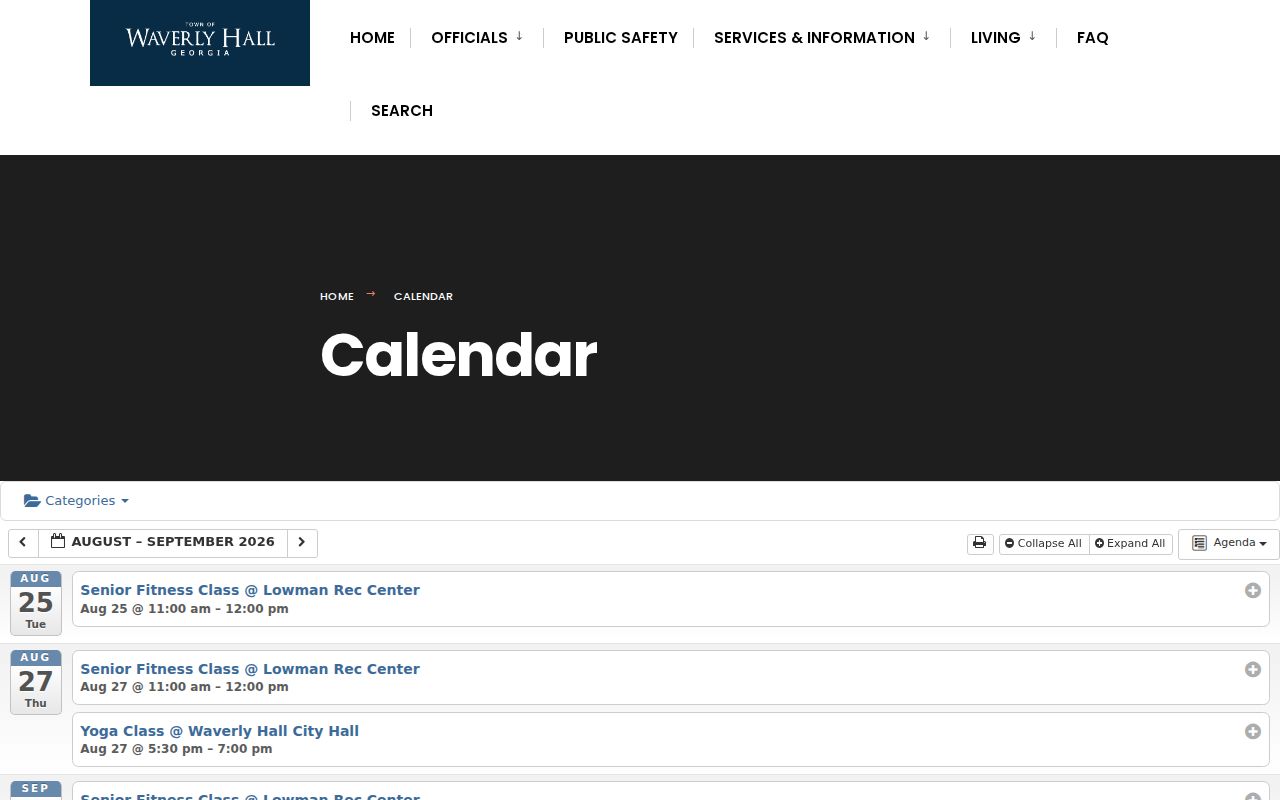 Waverly Hall town events calendar