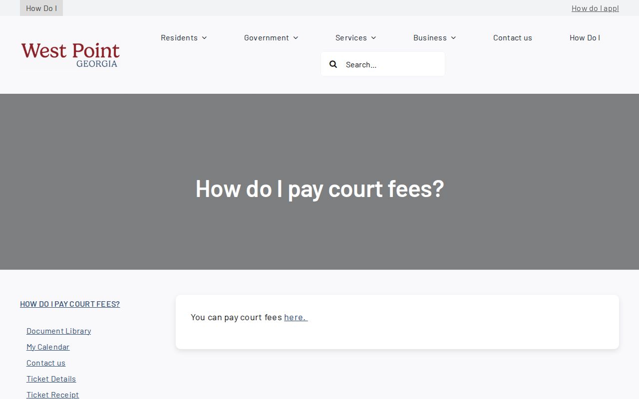 West Point court fee payment information